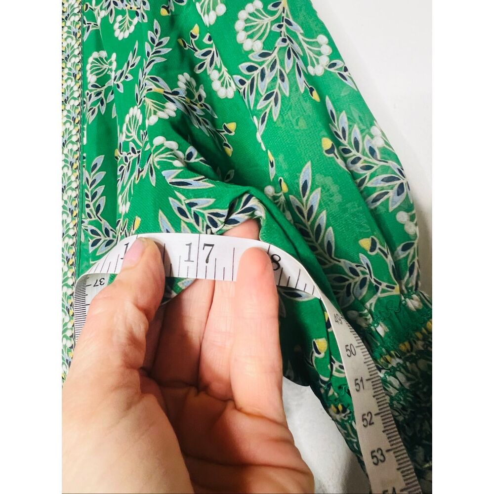 Max Studio Green Floral Peasant Maxi Dress Sz S - Picture 9 of 10
